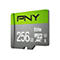 Eine Micro SD-Karte mit der Aufschrift PNY Elite 256GB. Die Karte hat einen grünen und grauen Bereich.