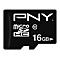 Carte Micro SDHC PNY noire avec lettrage blanc et l'inscription 16 Go.