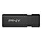 Schwarzer USB-Stick mit PNY-Logo, geriffelte Endkappe.