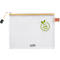Sac de rangement blanc transparent. Bord marron en haut, fermeture éclair. Logo : "100% PVC free" et "FolderSys".