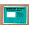 Papier turquoise avec impression: bon de livraison-facture, liste de colisage-facture. Texte multilingue, champ d'adresse, tableau.