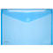 Pochettes porte documents transparentes en PP FolderSys, à fermeture par velcro, format A4 paysage, bleu, 10 pièces