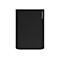 Schwarzer PocketBook eBook-Reader in rechteckiger Form mit vertikaler Rillenstruktur auf der Rückseite.