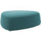 Poef GOGO Leyform, groot, ovaal, B 1240 x D 1090 x H 440 mm, met glijders, stoffen bekleding, petrol