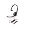 Casque noir avec câble rouge et télécommande intégrée. Le casque est équipé d'un microphone et d'un écouteur.