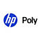 Logo HP Poly : Logo circulaire bleu avec texte blanc "hp", à côté texte noir "Poly".