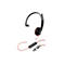 Schwarzes Poly Headset mit einem Ohrhörer, rotem Kabel und integrierter Steuereinheit mit USB-A und USB-C Anschluss.