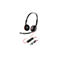 Schwarzes Plantronics-Headset mit rotem Akzent, Mikrofonarm und Kabelfernbedienung auf weißem Hintergrund.