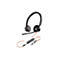 Schwarzes Poly Headset mit orangefarbenem Kabel und Steuerungseinheit, weißer Hintergrund.