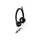 Schwarzes Poly Headset mit gepolstertem Kopfbügel, Mikrofonarm und einem Kabel mit USB-A- sowie USB-C-Anschluss.