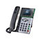 Modernes schwarzes und silbernes Poly Tischtelefon mit Touch-Display, Ziffernblock und Hörer.