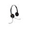 Schwarzes Plantronics Headset mit Kopfbügel, zwei Ohrmuscheln und schwenkbarem Mikrofonarm vor weißem Hintergrund.