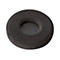Nahaufnahme eines schwarzen Kopfhörer-Ohrpolsters, kreisförmig mit einem Loch in der Mitte, Textur.