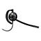 Schwarzes Plantronics Headset für ein Ohr mit langem Mikrofonarm vor weißem Hintergrund.