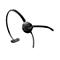 Schwarzes Plantronics-Headset mit einseitigem Ohrhörer und Mikrofonarm vor weißem Hintergrund.