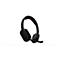 Schwarzes Poly Focus 6 Headset mit Mikrofonarm vor weißem Hintergrund.