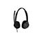 Schwarzes Headset mit Mikrofon auf weißem Hintergrund.