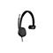 Ein schwarzes Headset auf weißem Hintergrund. Sichtbar sind ein Mikrofon, der Kopfhörerbügel und ein Lautsprecher. Auf der Seite des Bügels ist ein Firmenlogo.