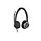 Schwarzes HP Headset mit Mikrofon und silbernen Akzenten. Auf dem linken Ohrhörer steht POLYMISSION 6.