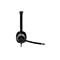 Schwarzes HP Headset auf weißem Hintergrund, mit Mikrofonarm und Kabel.