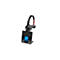 Schwarzes Poly Headset in einer Ladestation mit Display, das die Uhrzeit 12:00 AM anzeigt.
