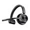Drahtloses Headset in Schwarz, mit Mikrofon und Bedienelementen, detailreich.