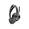 Drahtloses Headset auf weißem Hintergrund. Das Headset ist grau und schwarz. Auf der Ohrmuschel ist ein Plus-Zeichen.