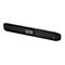 Ein schwarzes, rechteckiges Soundbar-Gerät mit integrierter Kamera. Auf weißem Hintergrund.
