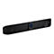 Schwarze Videokonferenz-Soundbar von Poly, mit Kamera und Lautsprechern, vor weißem Hintergrund.