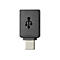 Schwarzer USB-C-Adapter mit USB-Logo.