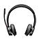 Dunkelgraues Headset mit Mikrofon auf weißem Hintergrund.