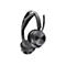 Ein schwarzes Headset auf weißem Hintergrund. Es hat einen Bügel, einen Mikrofonarm und einen Ohrmuschel. Das Headset ist von Poly.