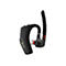 Schwarzes Headset mit Poly-Logo. Ohrmuschel und Mikrofonbügel. Orange Akzente.