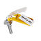 Porte-clés avec étiquette jaune et inscription KD 8736-053.