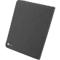 Porte-documents noir ouvert avec compartiments pour smartphone, tablette et notes. Inscription : Alassio.