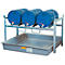 Porte-fûts type 800 variante 5 CEMO, avec support de fûts et bac de récupération, pour 3 x 60 fûts en I, L 1410 x l 1280 x H 840 mm