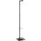 Distributeur de désinfectant sur pied noir avec base carrée et supports.