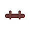 Barre à crochets marron. Deux crochets sont fixés à une planche ovale horizontale.