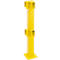 Yellow, square pillar with four brackets and a square base.