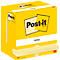 Bloc-notes Post-it jaune avec impression "Post-it" et "notes". En bas, le logo 3M.