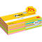 Gelber Post-it-Block mit farbigen Zetteln. Aufdruck: 20% gratis.