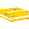 Gelbe Post-it-Notizen Verpackung mit „Post-it“ und „18-6“ Aufdrucken.