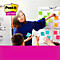 Eine Frau mit blauer Bluse erklärt vor einer Gruppe von Personen ein SWOT-Diagramm auf einer Tafel. Im Bild werden Post-it-Notizen verwendet.