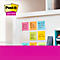 Nahaufnahme von Post-it-Zetteln an einer weißen Oberfläche. Auf den Zetteln stehen Notizen wie "Update Benefits Packet" und "New hire training 2pm".