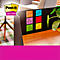 Bunte Post-it-Zettel auf schwarzem Hintergrund mit handschriftlichen Notizen. Oben links das Post-it-Logo.