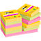 POST-IT Haftnotizen Super Sticky Notes Carnival 622-6SS-CARN, 48 x 48 mm, wiederablösbar, cellophanfrei verpackt, farbig, 12 x 90 Blatt