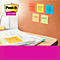 Post-it Notizzettel mit Notizen, auf denen Schulfächer stehen, liegen auf einem Schreibtisch und einer Pinnwand.