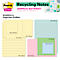 Différents Post-it de différentes tailles, dont des blocs jaunes, bleus et roses, avec le texte "Recycling Notes".