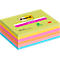 Une pile de Post-it colorés. Sur le dessus se trouve une feuille verte avec logo et lettrage.