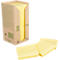 Post-it® Recycling Notes 654-1T, L 76 x H 76 mm, 100 % papier recyclé, jaune, 16 blocs de 100 feuilles